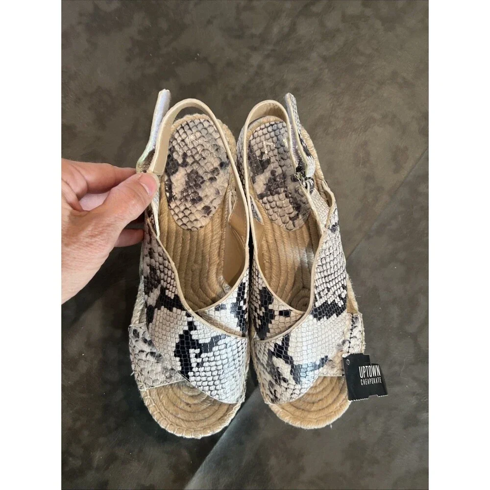Mark Fisher snake Leather Espadrill Platform sandal Sz8 Y2K Boho Cottage Animal